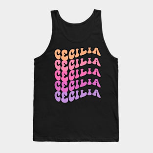 Cecilia First Name I Love Cecilia Girl Boy Groovy Tank Top